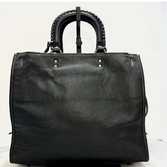 Coach Rogue 36 dark blue whipstitch double handles - Picture 3 of 16